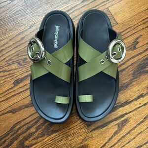 Jeffrey Campbell Green and Black Buckle Sandals Size 7